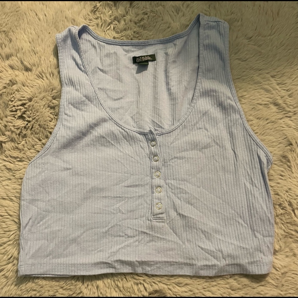 Baby blue button crop top
